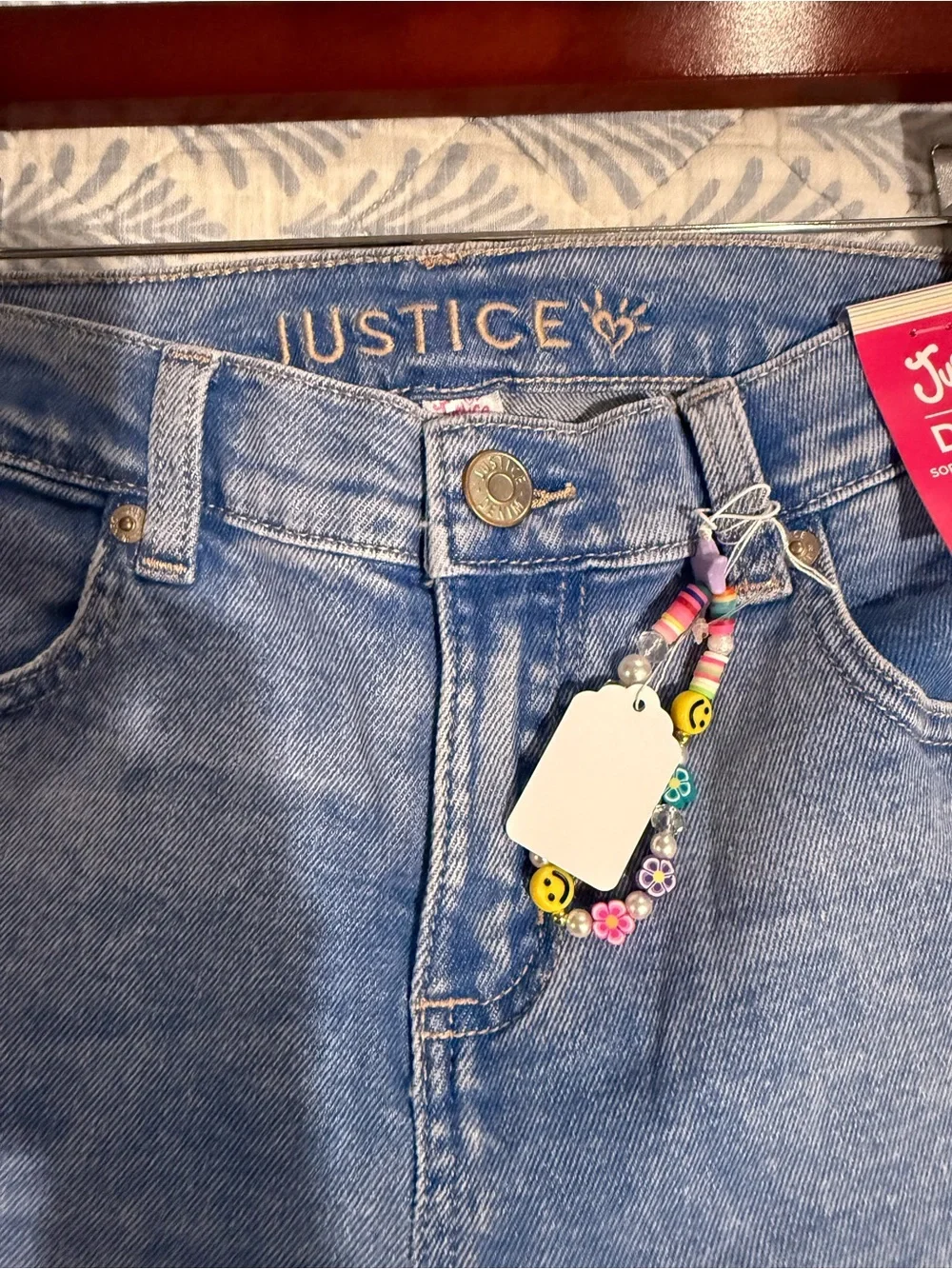 Justice Light Blue Flare Jeans with Distressed Knee